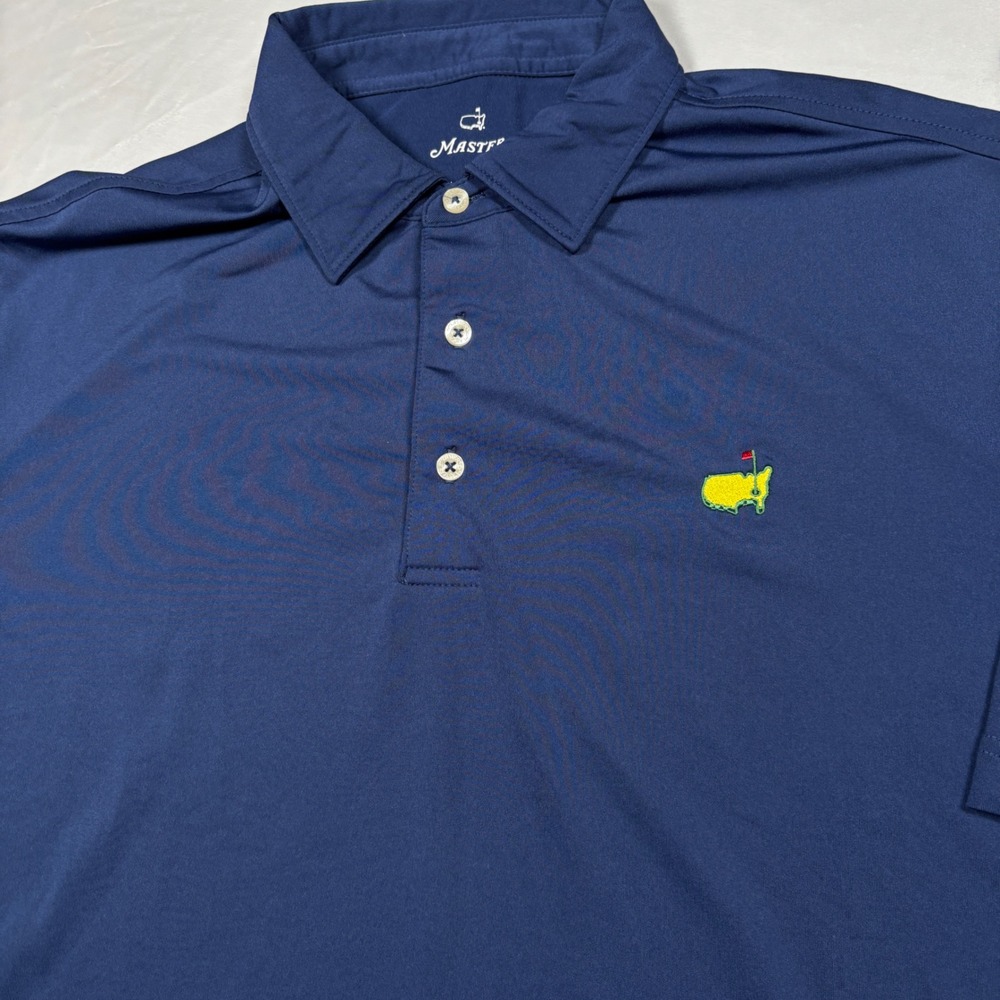 Masters Tech Polo Shirt Mens Large Navy Blue Short Sleeve Golf Logo MT110-901